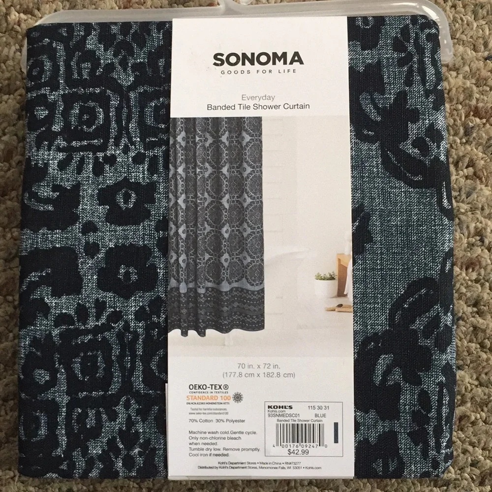 New Sonoma Banded Tile Shower Curtain